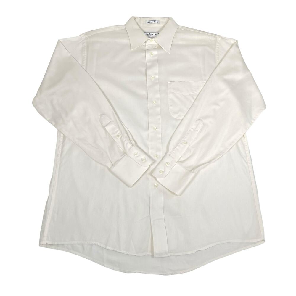 Vintage Burberry Men's Button Down Dress Shirt size Large White